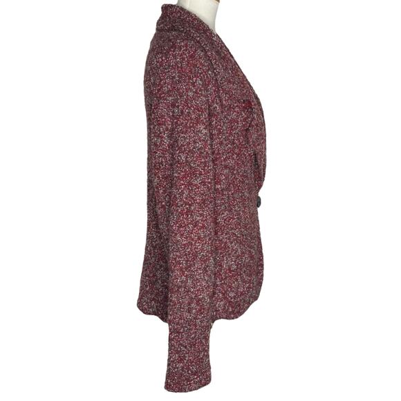 Coldwater Creek Boucle Slub Cardigan Red One Button Size XL 16 Lagenlook Boho - Picture 10 of 14